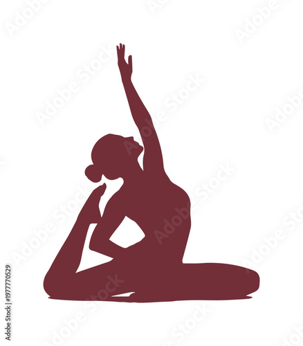 Woman in Pigeon Pose Yoga Silhouette Illustration isolated PNG with Transparent Background