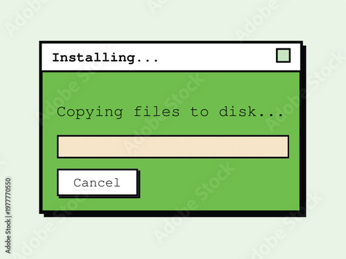 Retro computer installation window a nostalgic digital aesthetic