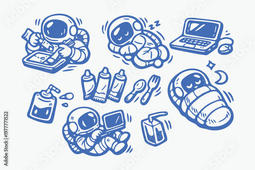 Cute Astronaut Daily Life Space Sticker Set
