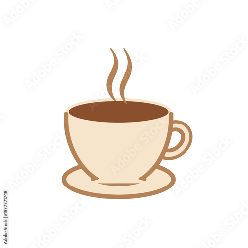 A hot cup of coffee, a perfect start to the day. The coffee steam is rising from the top of a mug. 