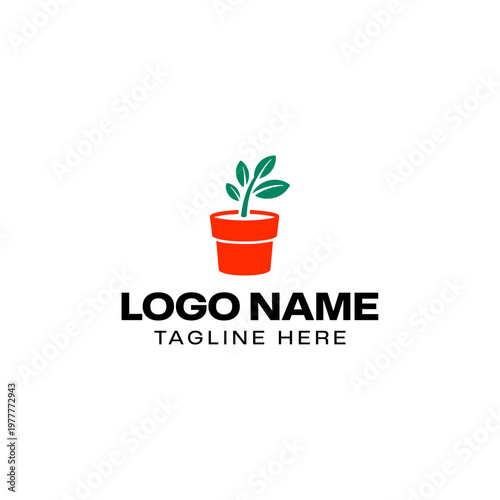Minimalist Potted Plant Logo for Gardening and Growth