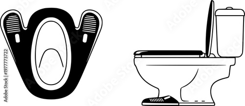 Toilet bowl icons set for bathroom interior design and plumbing service advertising featuring diverse shapes