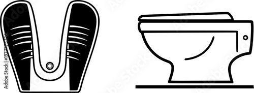 Toilet bowl icons set for bathroom interior design and plumbing service advertising featuring diverse shapes