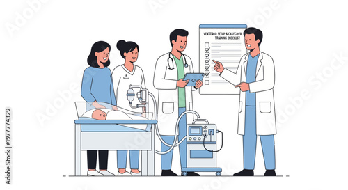 Medical Team Discusses Newborn Care with Parents in Neonatal Intensive Care Unit
