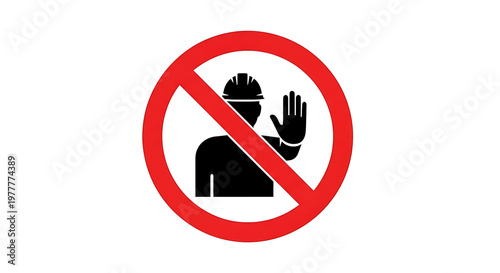 construction worker in a hard hat making a stop hand gesture signifying a no entry sign or restricted access area perfect for industrial safety and caution warnings