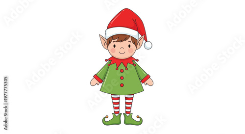 Cute Christmas Elf Character Illustration