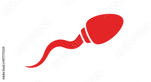 Red sperm cell icon, symbol of reproduction and fertility, clean white background