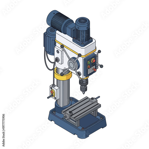 Industrial Drill Press Machine for Precision Metalworking and Fabrication.