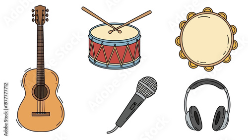 Photography Collection of Musical Instruments and Audio Equipment.