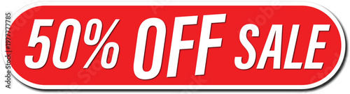 Red 50 Percent Off Sale Button for Ecommerce Discount and Retail Promotion
