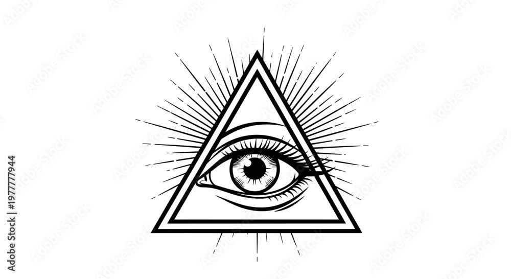 Obraz premium All-Seeing Eye in Triangle: Symbol of Awareness and Enlightenment.