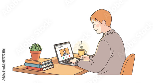 Man sitting at desk with laptop.