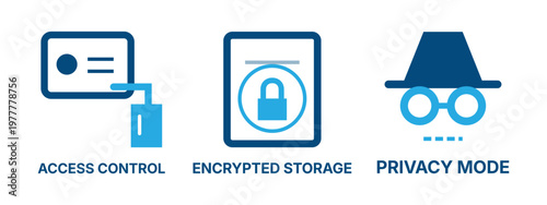 Digital security illustration protecting mobile data with encryption and privacy