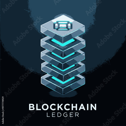 Abstract Blockchain Ledger Technology Symbol.