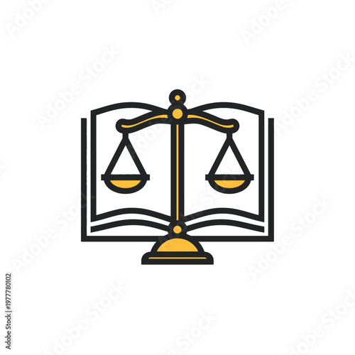 Law book and scale symbol