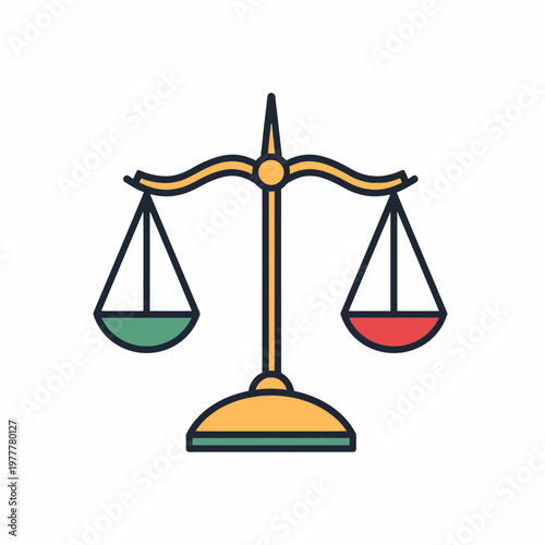 The emblem of balance, with colorful weighing scales