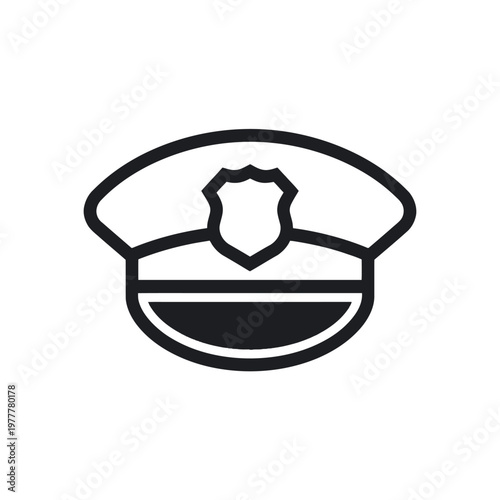 A symbolic image of a police hat. It has a cap and a badge, representing authority and law enforcement