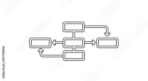 A schematic diagram with connected boxes and arrows showing relationships
