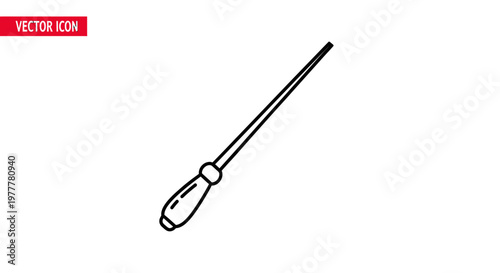 A simple, black and white line drawing of a sharpening steel