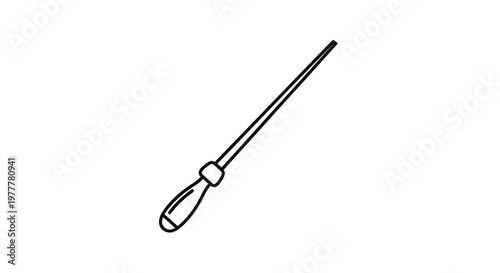 Line drawing of a tapered sharpening steel with a simple handle