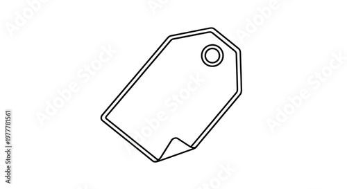 Blank tag with rounded corners and a hole, one corner folded