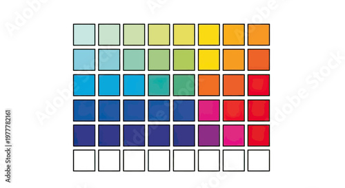Array of colored squares arranged in rows and columns with empty squares below