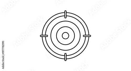 Stylized black line drawing of a circular target with crosshairs
