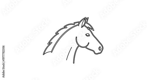 Stylized black outline of a horse's head, facing right, with flowing mane