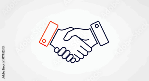 Two hands shaking, one cuff outlined in red