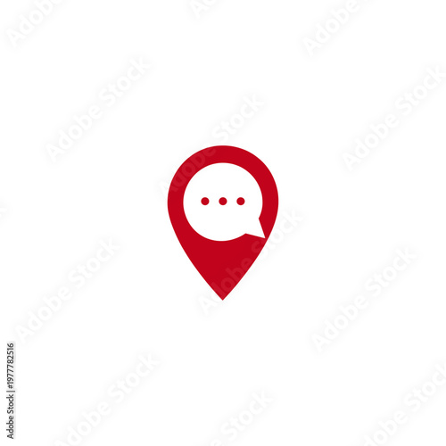 Local Communication Icon – Red Map Pin with Speech Bubble Symbol