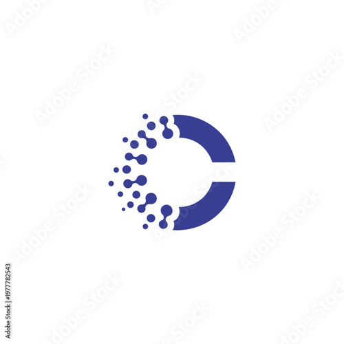 Modern Letter C Logo with Digital Particle Nodes