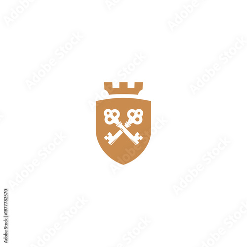 Medieval Shield Emblem with Crossed White Skeleton Keys