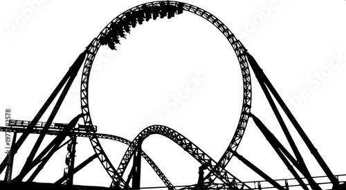 “Modern vector pack of water slides with loops and curves, black solid silhouettes, amusement park symbol design.”