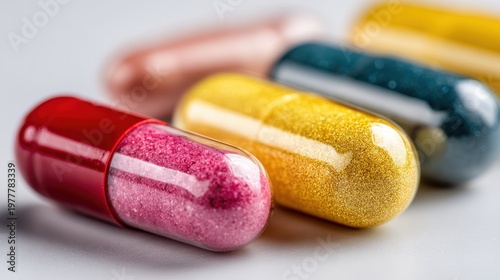 A close-up of pain relief tablets and capsules placed on a white background, illustrating their ease of use and effectiveness in managing common health issues