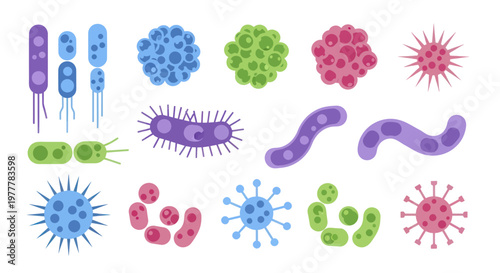 Collection of Diverse Microscopic Organisms and Bacteria.