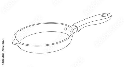 Empty frying pan with handle.