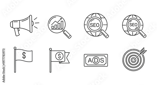 Marketing icons for business strategy.