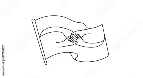 Handshake on a waving flag symbol.