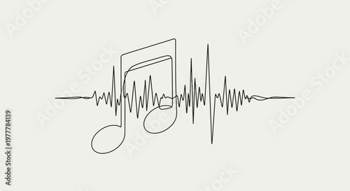 Music note with sound wave.
