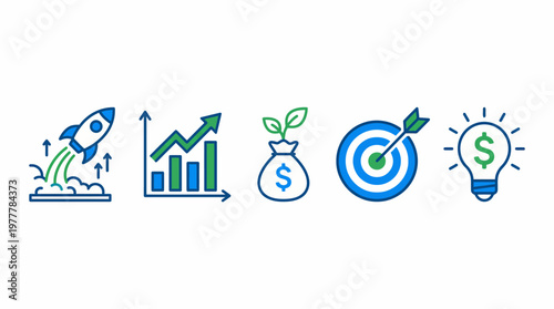 Startup Growth and Financial Investment Icon Vector