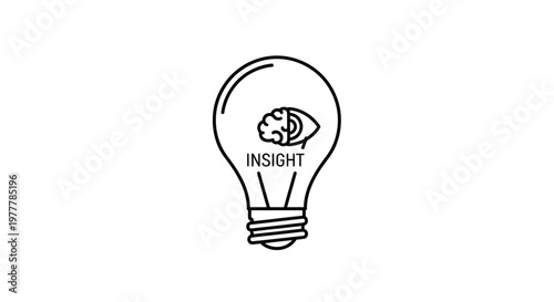 A stylized lightbulb with an eye inside, symbolizing insight