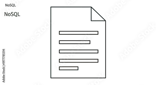 Simple line art of a document with text lines, associated with NoSQL