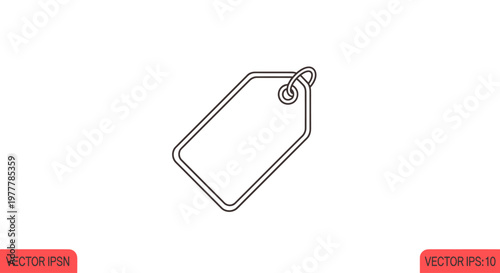 Clean line art of a blank sale tag with a hole and loop