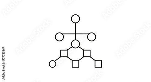 A minimalist line drawing of a family tree with circles and squares