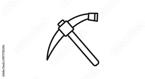 A simple, bold black outline drawing of a pickaxe on a white background