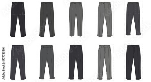 Collection of Men's Trousers in Various Shades of Grey and Black