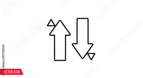 Two opposing arrows, one up and one down, with small triangles