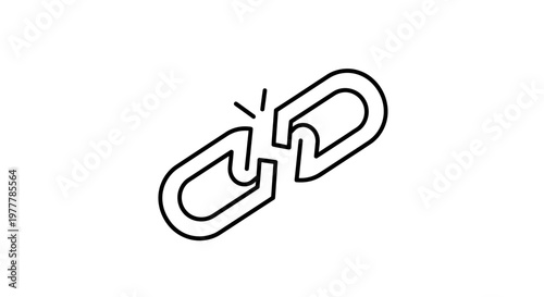 Stylized icon of a broken chain link on a white background