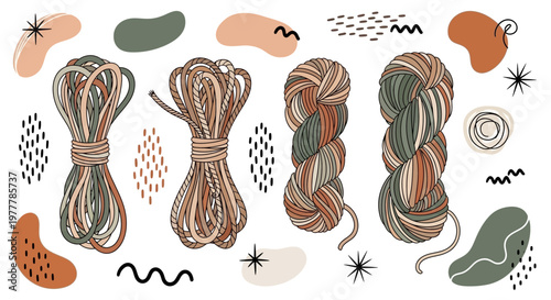 Boho Yarn and Rope Bundles: Crafting, Knitting, Macrame Supplies, Natural Textures