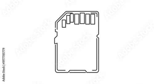 Minimalist outline of a memory card with pins visible